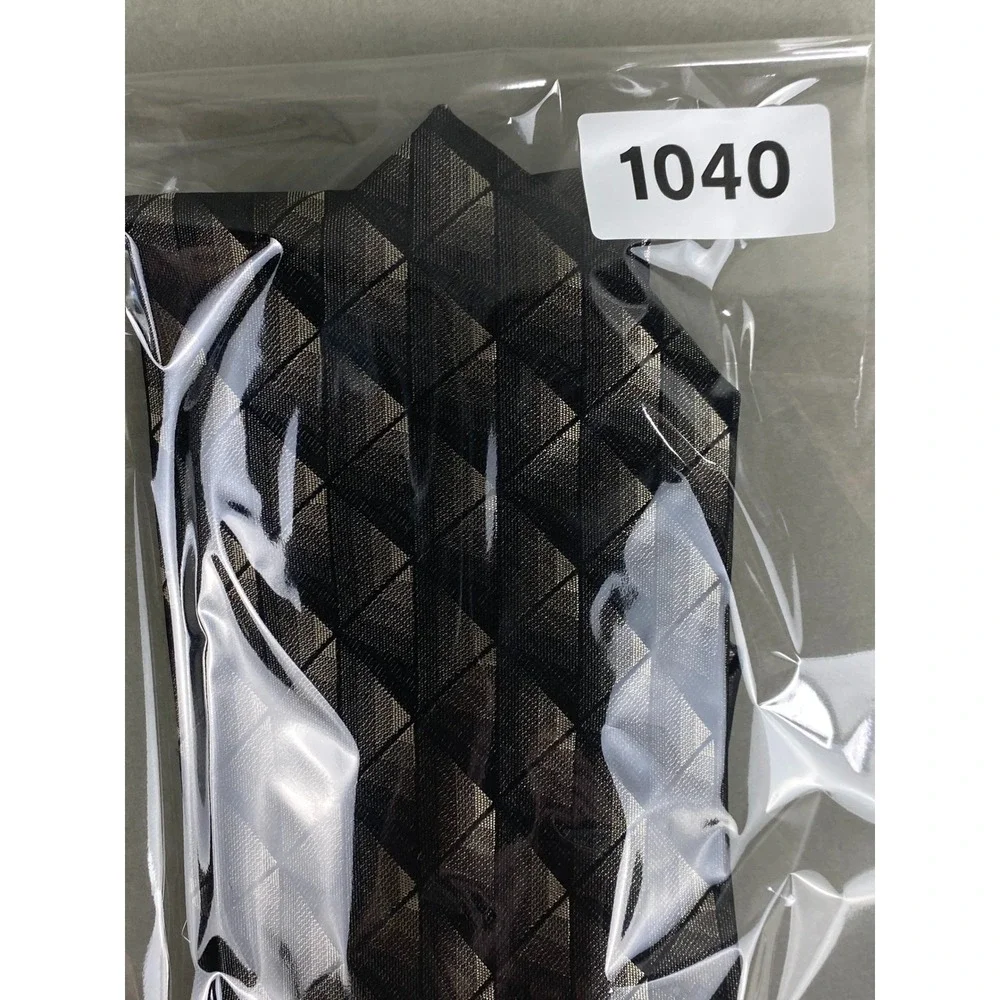 VTG Croft & Barrow Mens Silk Tie Black Gold Bronze Geometric Long Grid 60x4